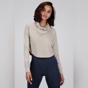 IMBODHI Tara Cropped Sweater, Oatmeal, Size M